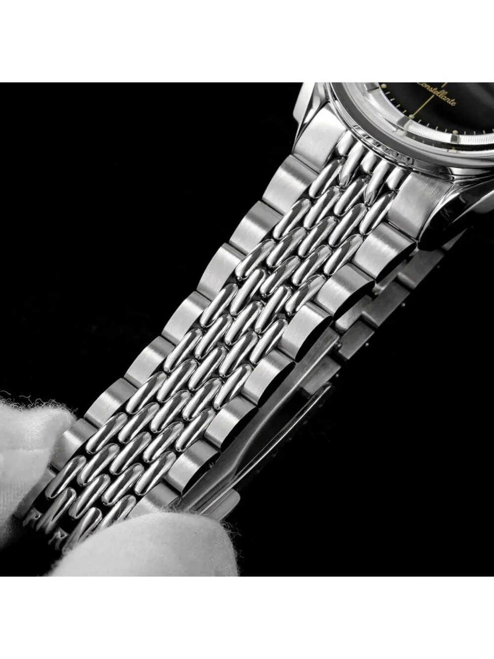 Men's Sunray Silver/ Sapphire-OTF Clasp Crystal Arctic 36mm VH31 Quartz Watch